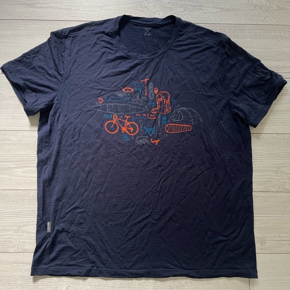 Icebreaker Tech Lite Merino Wool SS T-Shirt All in a Day Graphic Size XL